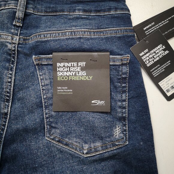 NWT Silver Jean Co. Ladies Size Medium Indigo Wash Hi-Rise Skinny Infinite Fit - Picture 5 of 11